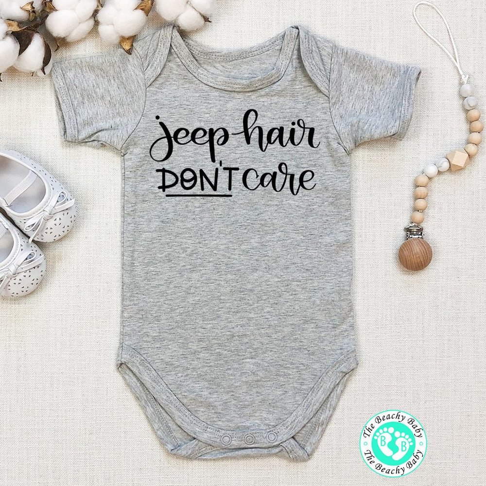 Jeep Hair Don't Care Baby Onesie